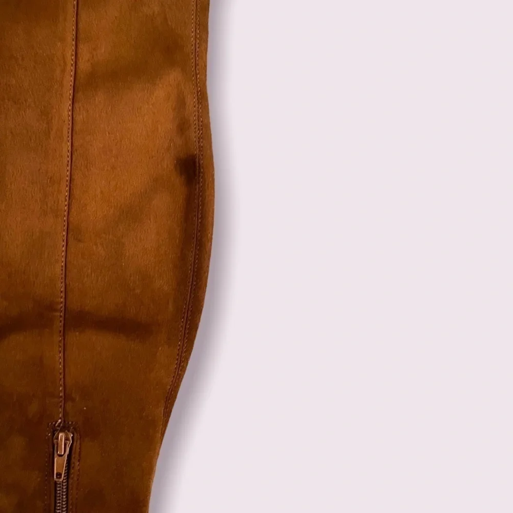 Steve Madden Shaya Boots Cognac Brown Over The Knee Suede Leather Heels Size 6.5